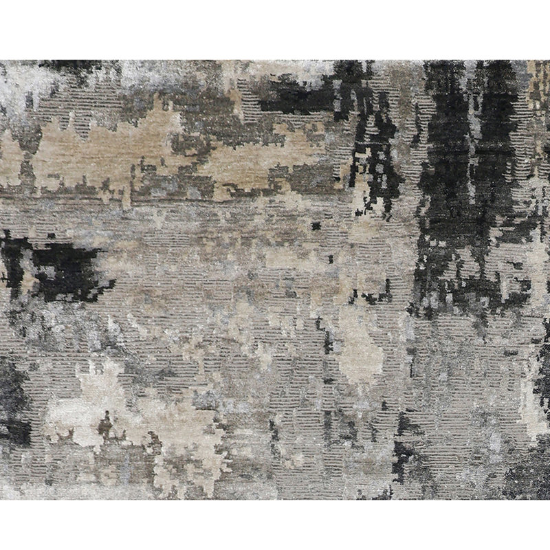 Tapis gris et argent noué à la main de haute qualité, Rectangulaire 8 pi x 10 pi