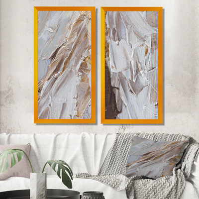 " Abstract Beige Brown Brush " 2 - Pieces Painting Print