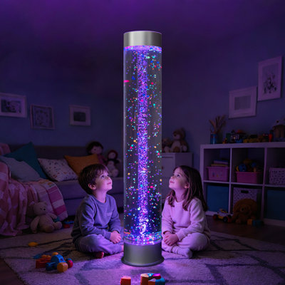Tube à bulles sensoriel extra large 5 pi avec support mural - Château d'eau à changement de couleur à DEL, application et télécommande, lampe de plancher sensorielle apaisante pour enfants, adultes, salles sensorielles