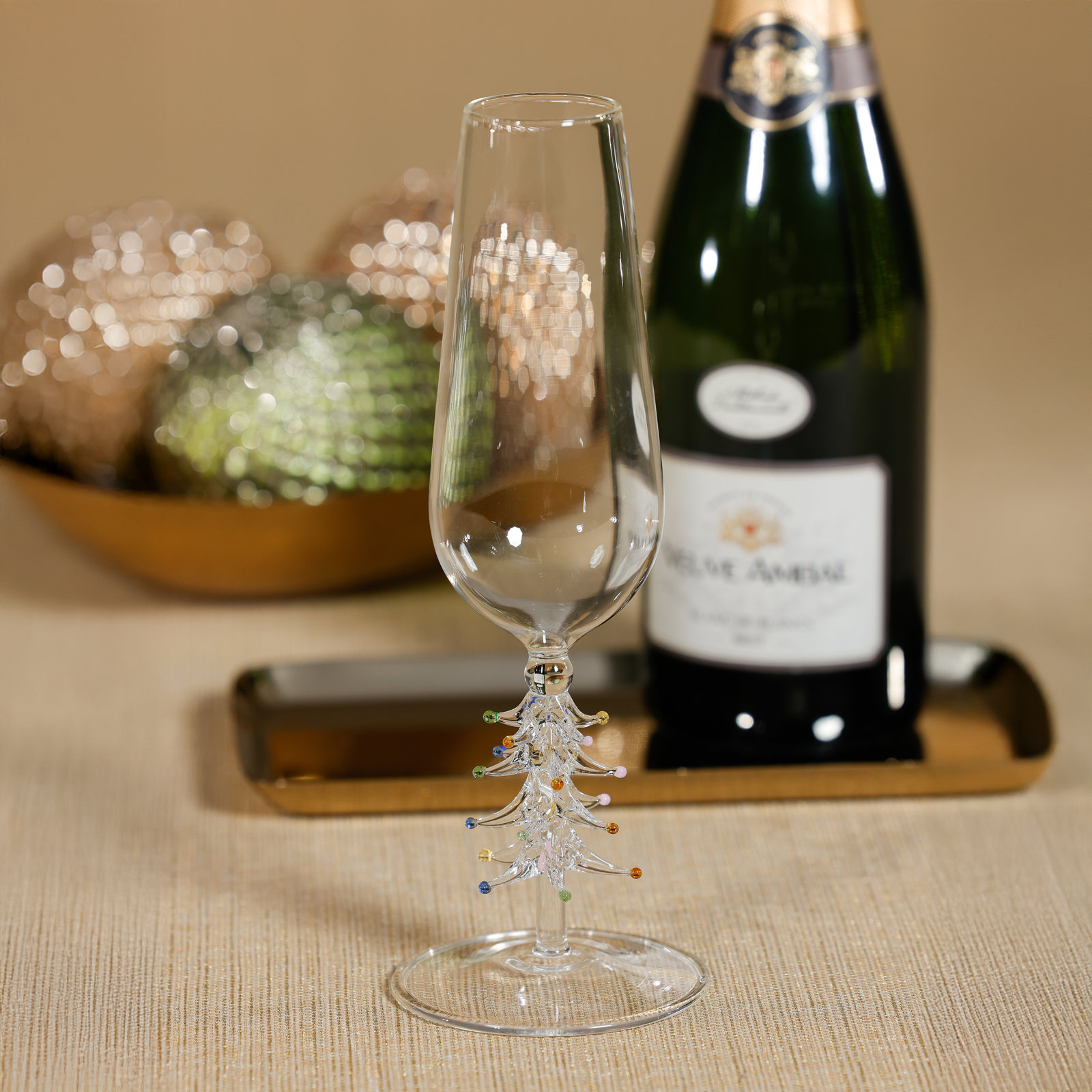 Leihlani Glass Champagne Flutes - Holiday Stemware, Set of 4, Clear