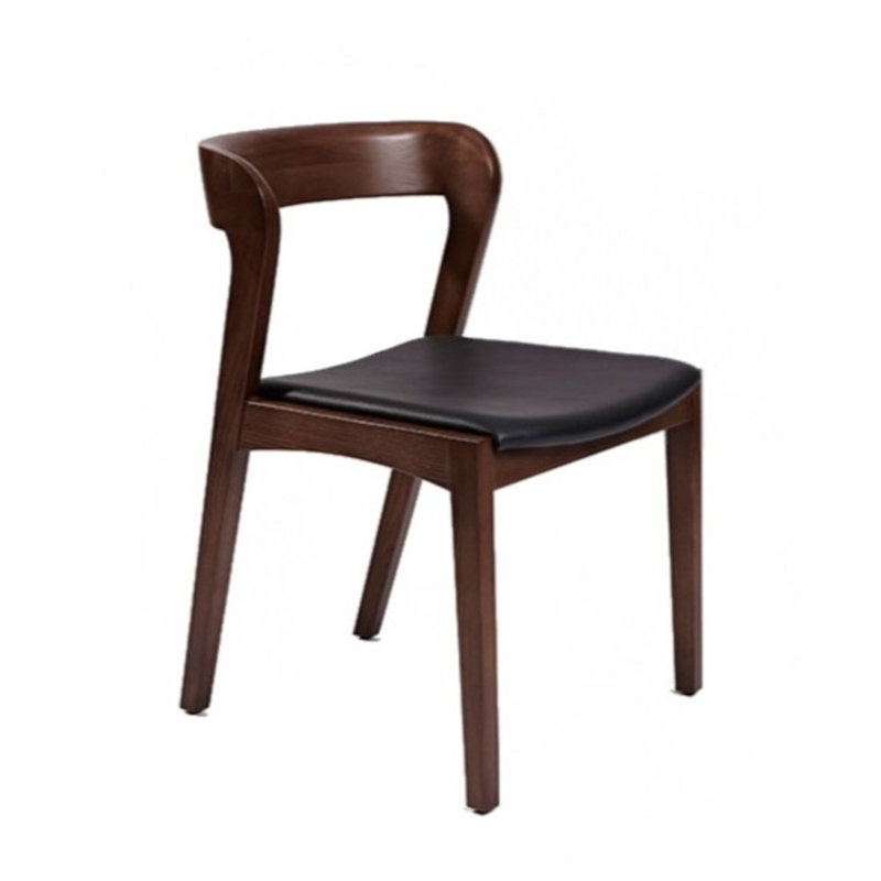 18'' H Genuine Leather Upholstered Walnut Side Chair