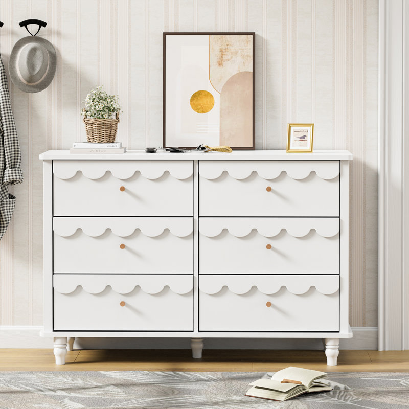 Commode lacée 6 tiroirs Dorlan, Blanc