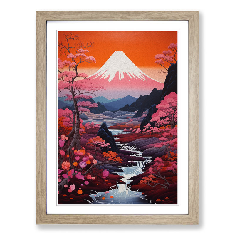 Japanese Mountains Neo-Plasticism No.2 - Framed Print, 64cm H x 46cm W x 2cm D, Oak Framed