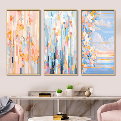 Modern Pink Cherry Blossom Bold Stripes