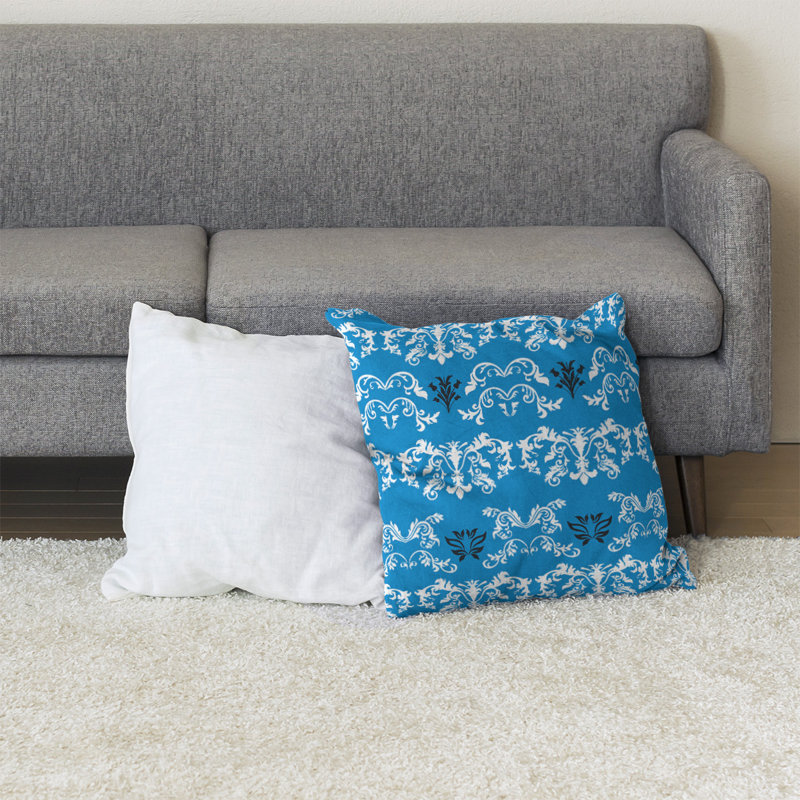 Housse et insert de coussin carré Carolina Football Baroque, Blanc / bleu Carolina / noir, 40 po x 40 po