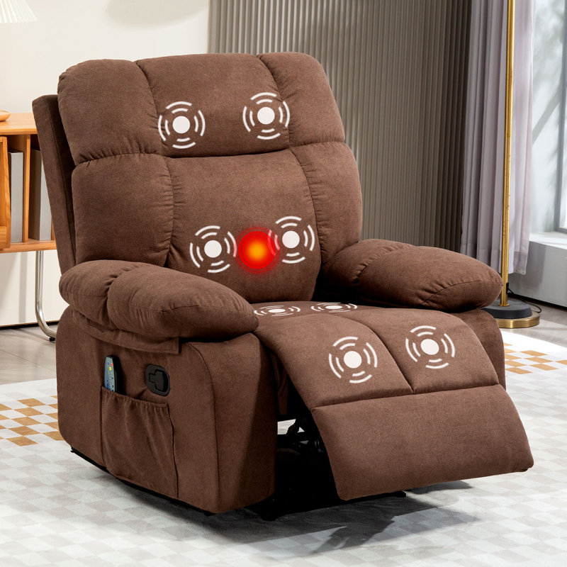 41.34"plush Glider Recliner Chair With Smooth Rocking Motion - Overstuffed Upholstered Fabric Living Room Recliner With Side Pocket | Comfortable & Stylish (set Of 2)