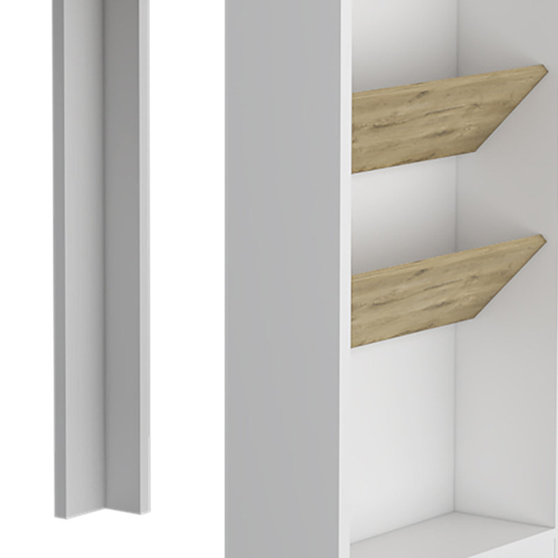 Îlot de cuisine 36 po en bois naturel et blanc avec rangement