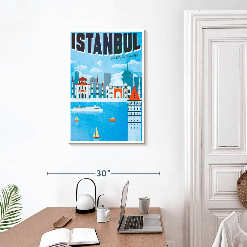 Affiche touristique d'Istambul, rétro, H 30 po x l 20 po