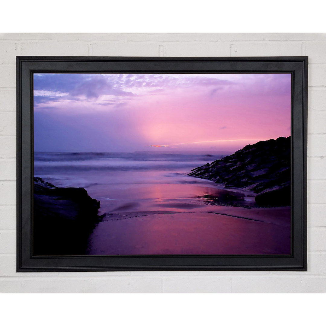 Sonnenuntergang am Strand von Aberavon Gerahmter Druck Wandkunst