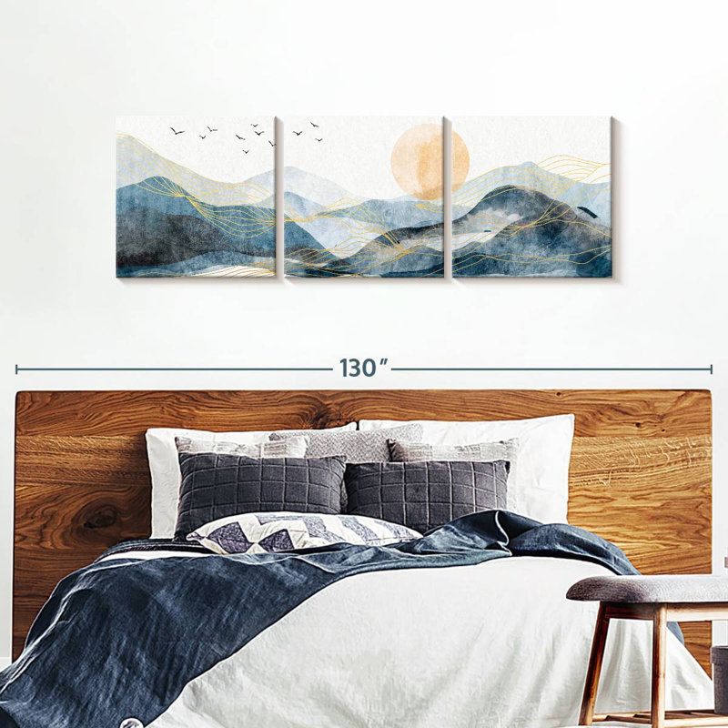 «Mountain Waves On Mountainscape», ensemble de 3 pièces sur toile par Jennifer T, H 30 po x l 92 po
