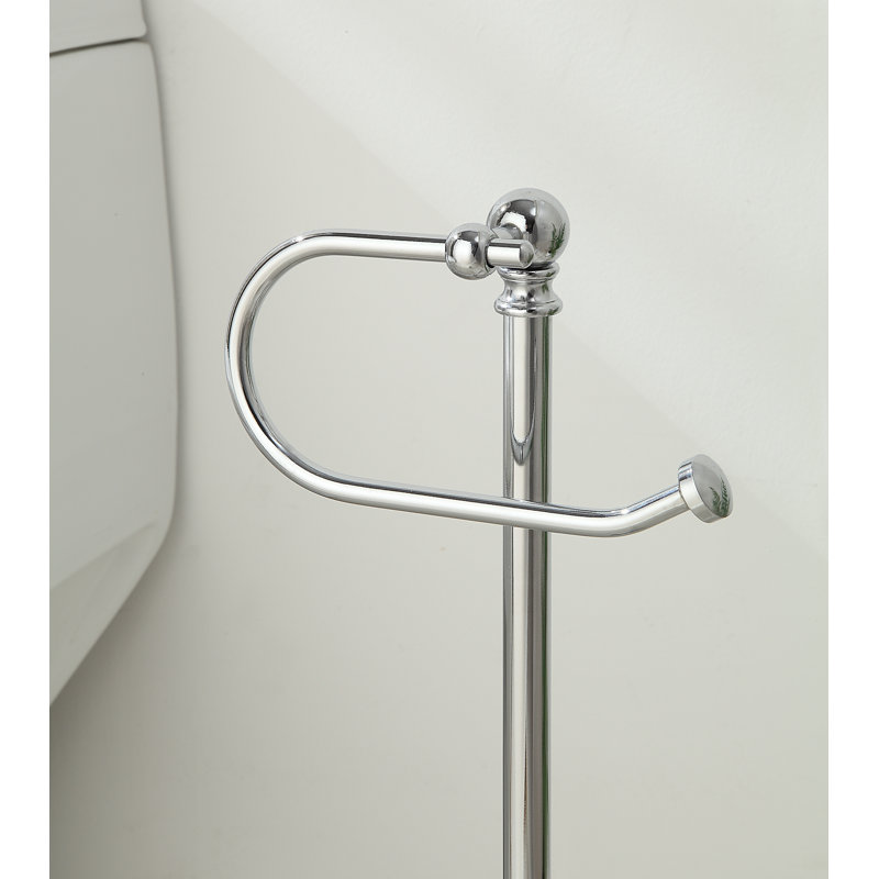 Porte-papier hygiénique sur pied pour salle de bain, Chrome