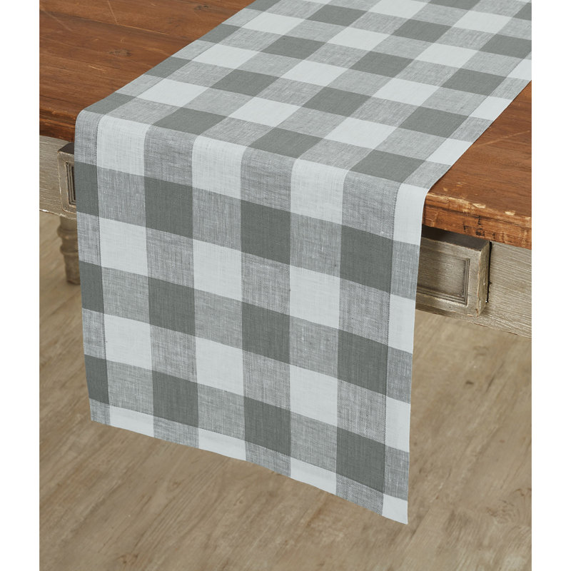 Contempo - 100% Pure Linen Table Runner, 108" x 14", Natural/Red
