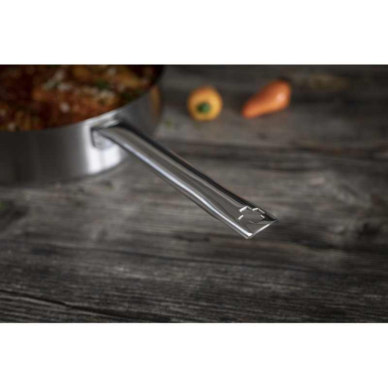 Kuhn Rikon Montreux Swiss Made Brushed Stainless Steel Non-Stick High-Walled Frying Pan, 24 cm