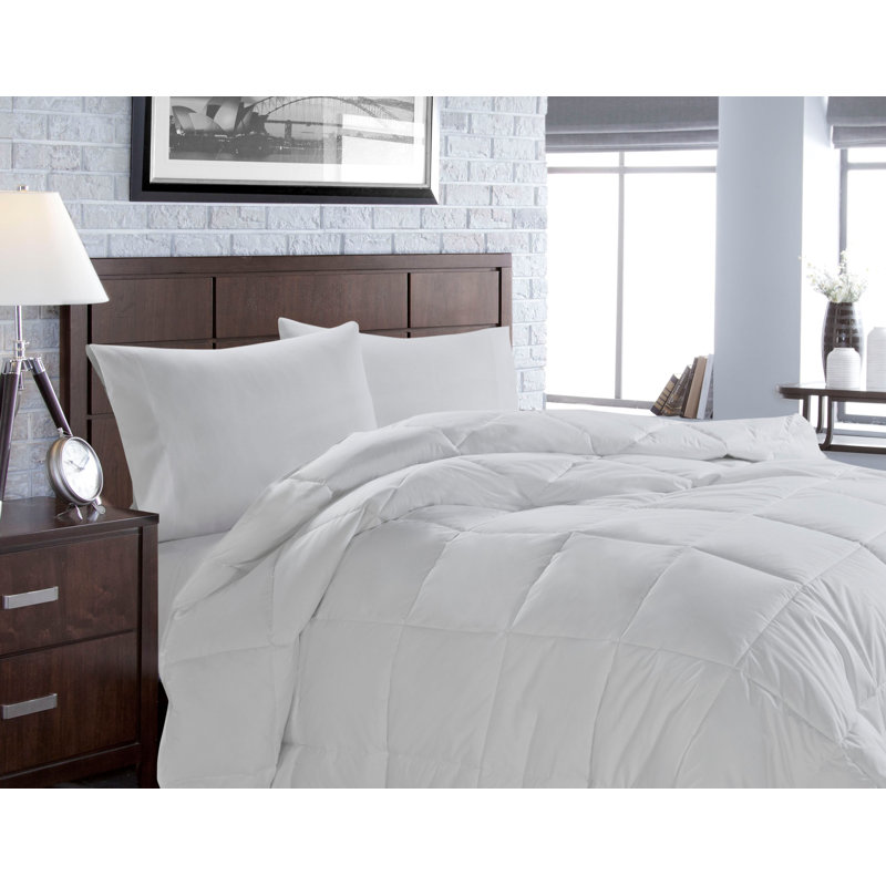White Twin Duck Down Medium Weight Comforter with Cotton Cover