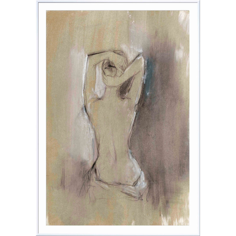 «Contemporary Draped Figure I» par Ethan Harper - peinture encadrée, Blanc, H 20 po x l 20 po