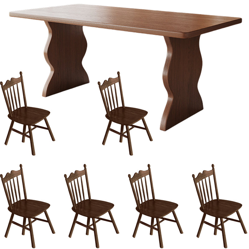 Ensemble de salle à manger en bois de frêne brun, 29.9"H x 86.6"L x 34.6"W