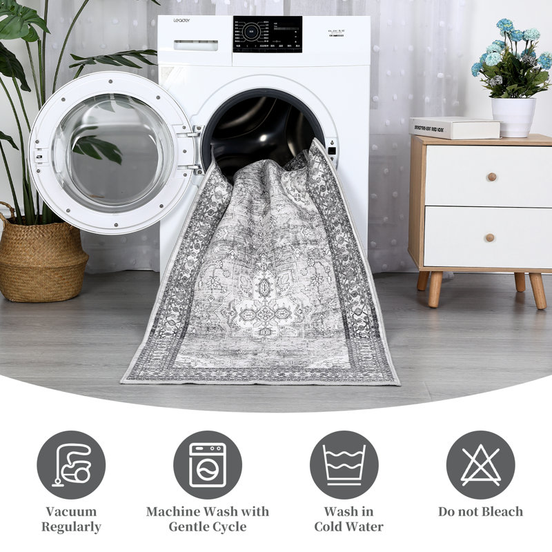 Washable Oriental Indoor Rug, Rectangle 10‘ x 13'