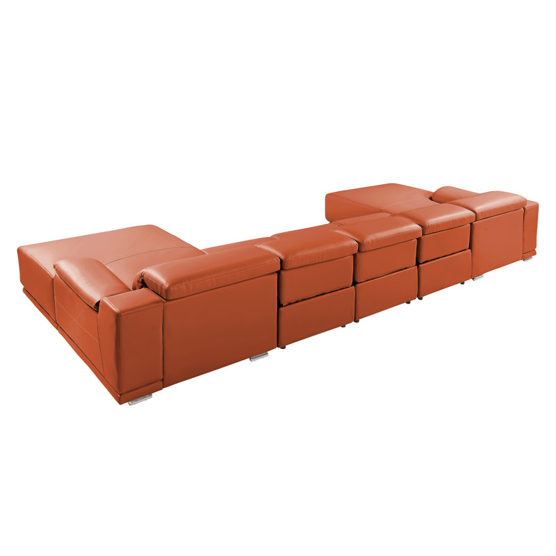 Canapé modulaire 5 pièces DivanItalia Camel, Cuir véritable chameau