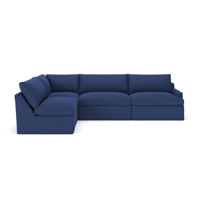 Canapé modulaire 4 pièces Wrenley, Toile bleu marine Sunbrella®, Orienté à gauche (vu de face)