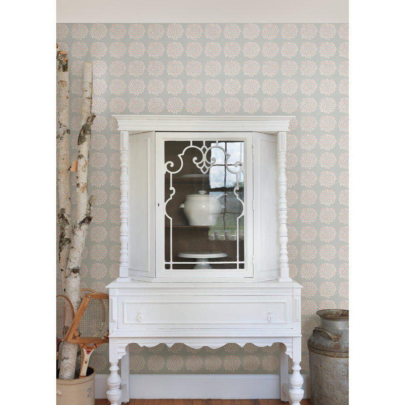 Puketti 18' L x 20.8" W Peel and Stick Wallpaper Roll, Gray/Red