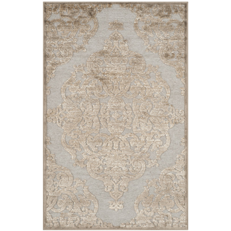 Tapis gris à motif géométrique Bailee, Rectangle 5 pi 3 po x 7 pi 6 po