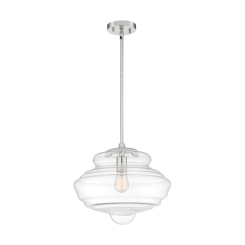 Luminaire suspendu simple à 1 lumière Clarkson, Nickel poli