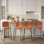 Ensemble de 4 tabourets de bar modernes en cuir de polyuréthane, tabourets de bar à hauteur de comptoir avec dossier, îlots de cuisine industriels de style Mid-Century avec structure en métal robuste
