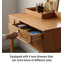 Coiffeuse en bois naturel avec miroir en arche amovible pour chambre à coucher