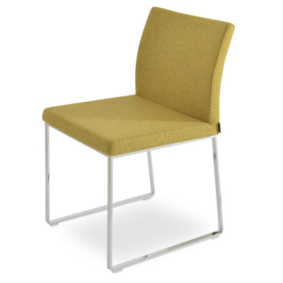 Aria Metal Sled Dining Chair in Wool