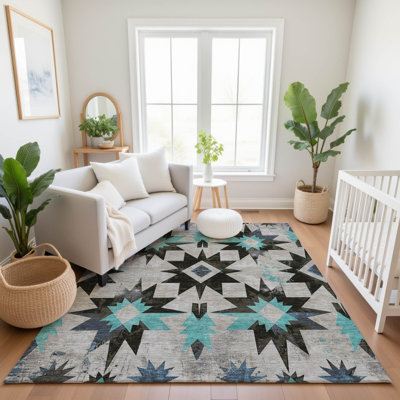 Tapis aztèque Mayfield AMF1893 lavable à la machine de qualité supérieure