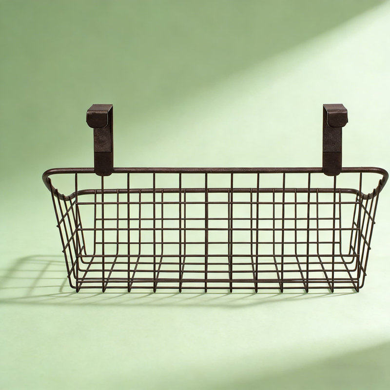 Organisateur de panier suspendu au-dessus de l'armoire - Rangement en treillis métallique pour la cuisine, la salle de bain et les salles de service - Installation sans outil, conception peu encombrante