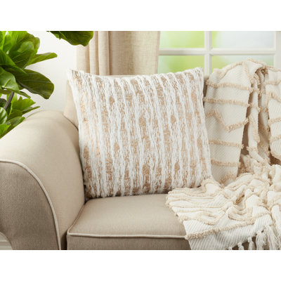 Brushed Metallic Foil Textured Square Faux Fur Pillow Cover & Insert