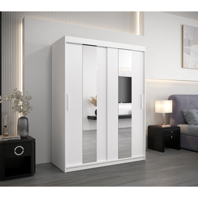 Aakin 2 Door Manufactured Wood Wardrobe, Matte White