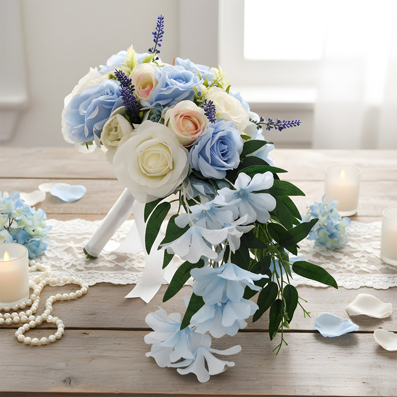 Bouquet de mariée 15,7 pouces, Bleu