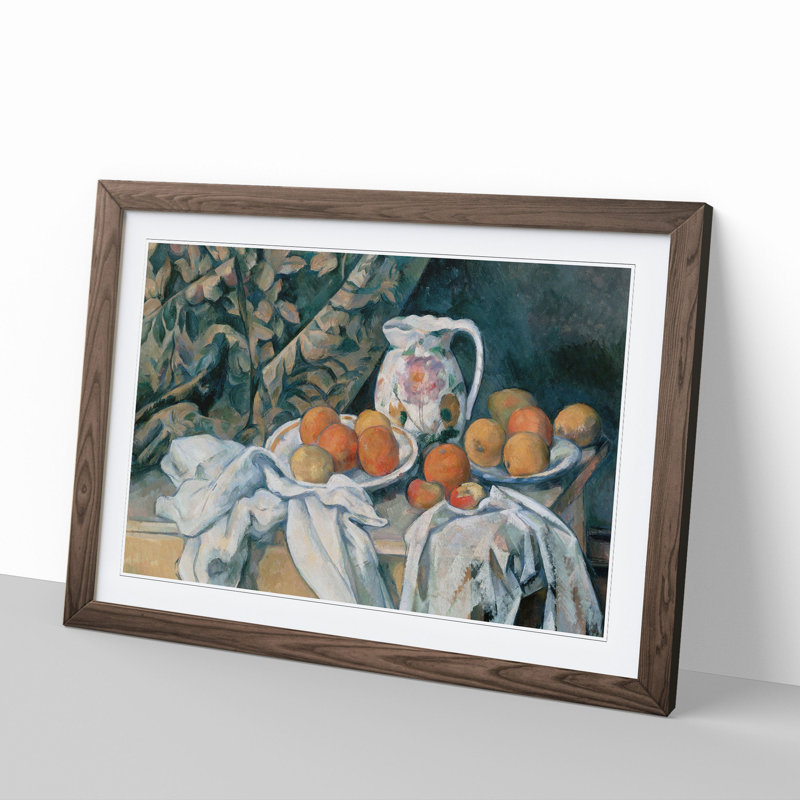 Still Life with Fruit Vol.3 by Paul Cezanne - Framed Print, Walnut Framed, 48cm H x 65cm W x 2cm D