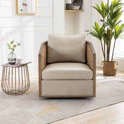 Beandon 30.12'' Wide Swivel Barrel Chair,Single Armchair,360 Degree Swivel Barrel Club Chair