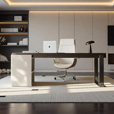 Premium Smoked Wood Veneer Desktop Desk