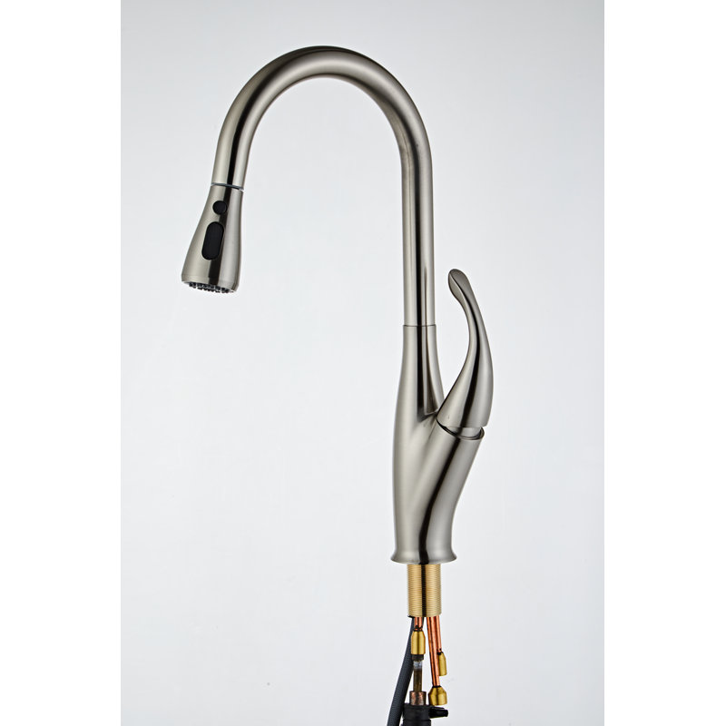 Wovier Kitchen Faucet With Deck Cover Plate, Brushed Nickel