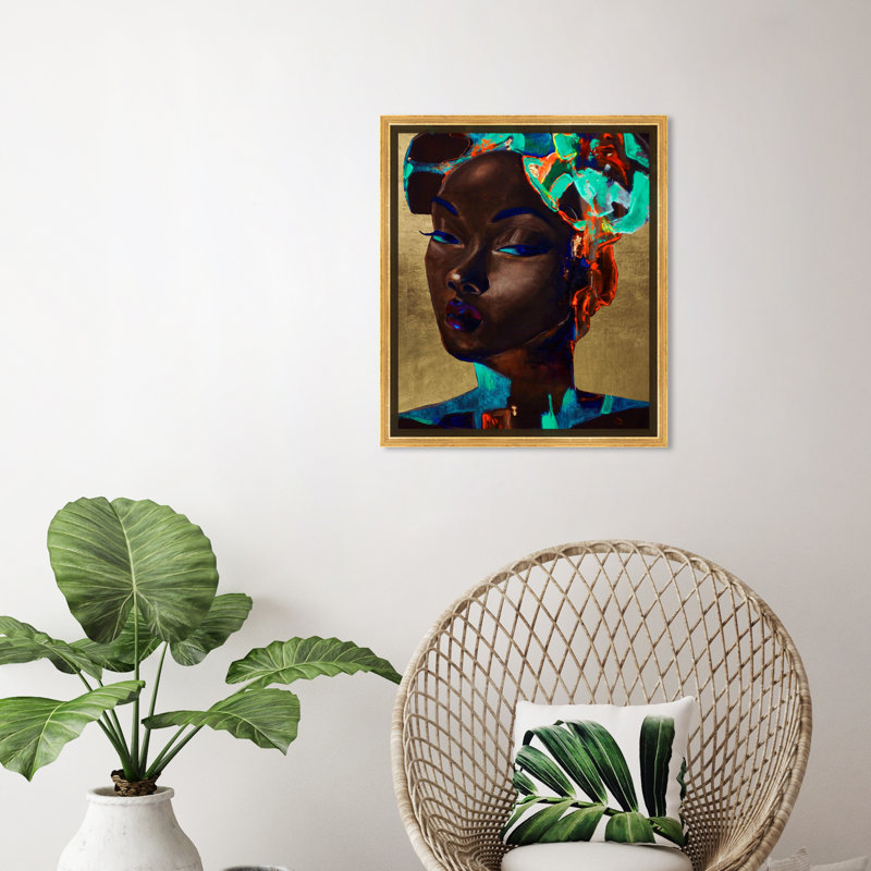 Queen of Neon - Impression sur toile, H 24 po x l 20 po, Cadre flottant doré