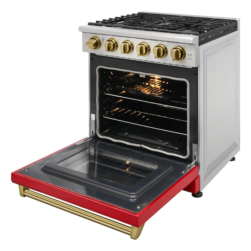 Cuisinière au gaz naturel autoportante de 4,55 pieds cubes avec cuisinière à gaz 30 po Kostch, Rouge, Bronze, Natural Gas