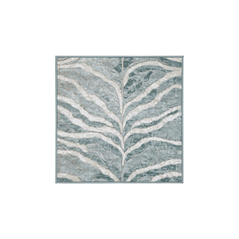 Machine Washable Blue Area Rug, Square 4'