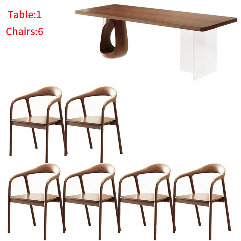 Ensemble de table moderne en bois massif de style simple et acrylique