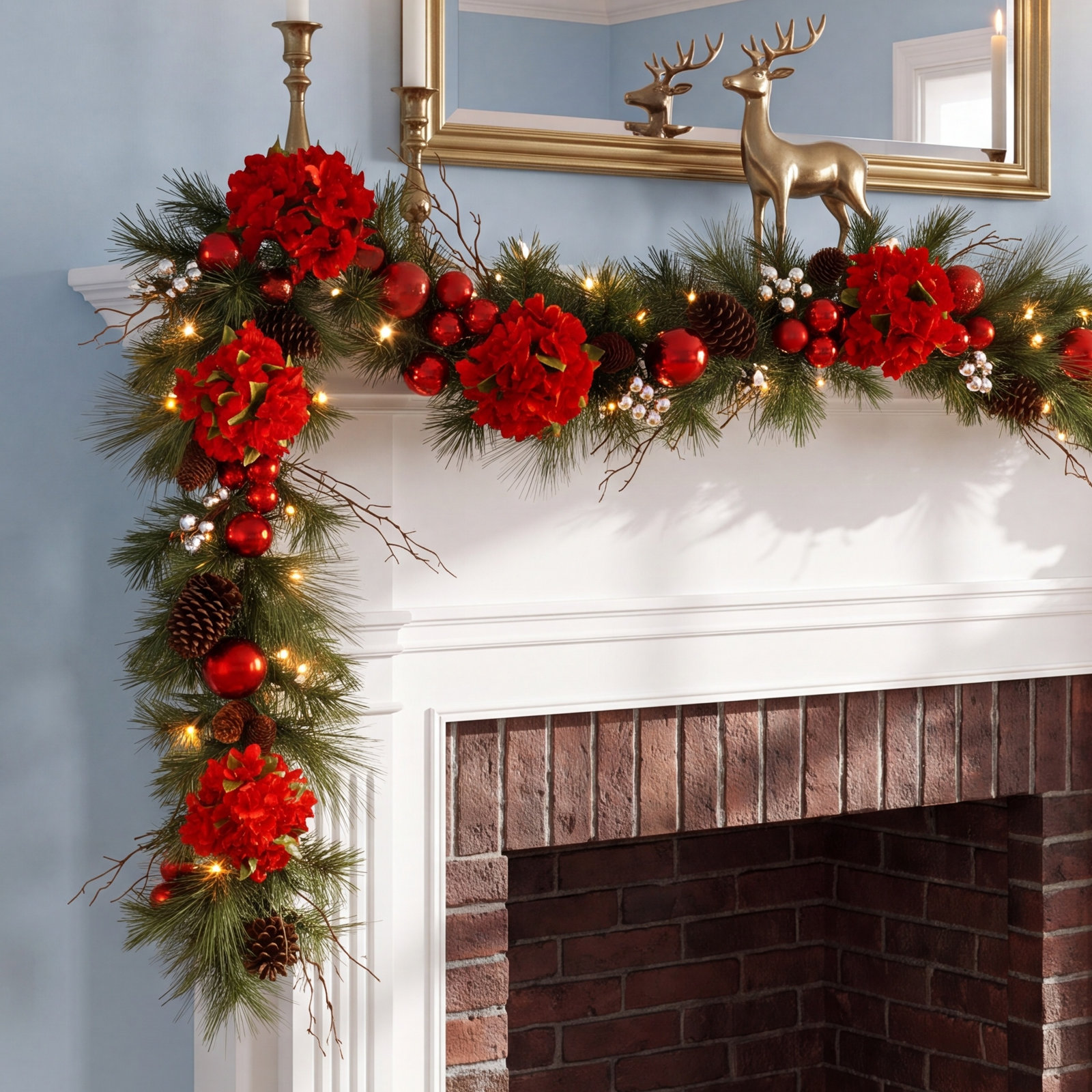 108" Pre-Lit Hydrangea Christmas Garland