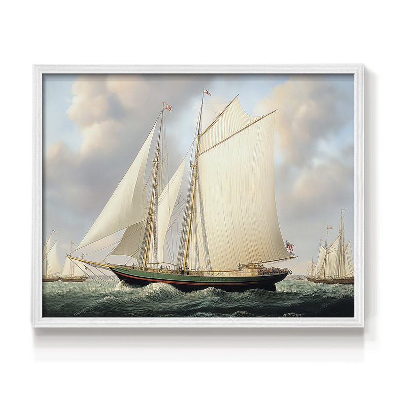 Série nautique - XCVI - Impression encadrée - Restickable, H 16 po x l 20 po, Blanc
