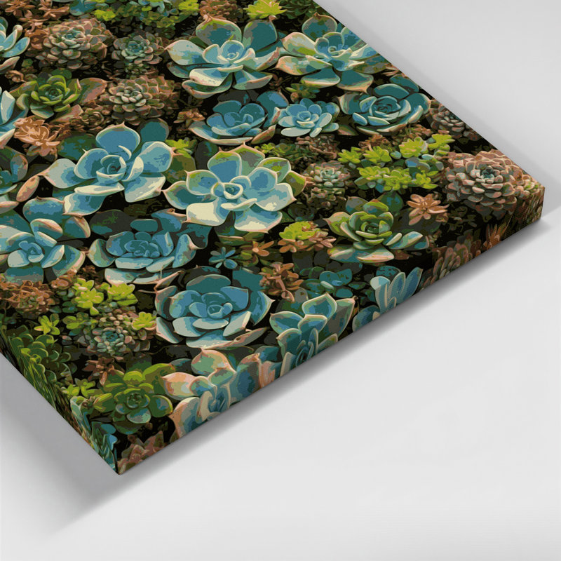 "Watercolor Botanical 83", art mural sur toile verte, H 12 po x l 12 po