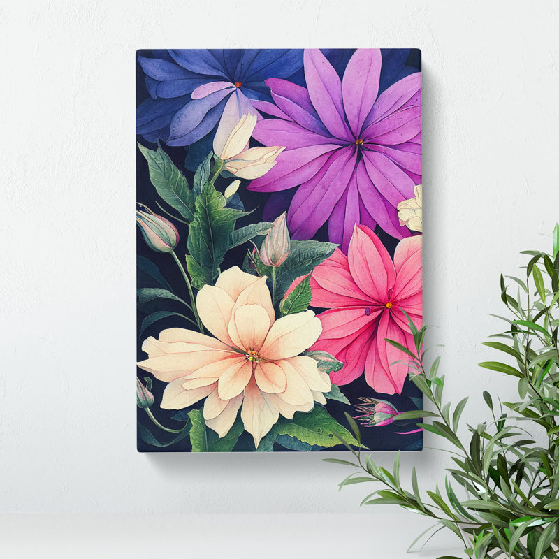 Water Painted Flowers No.5 - Wrapped Canvas, 76cm H x 50cm W x 3cm D