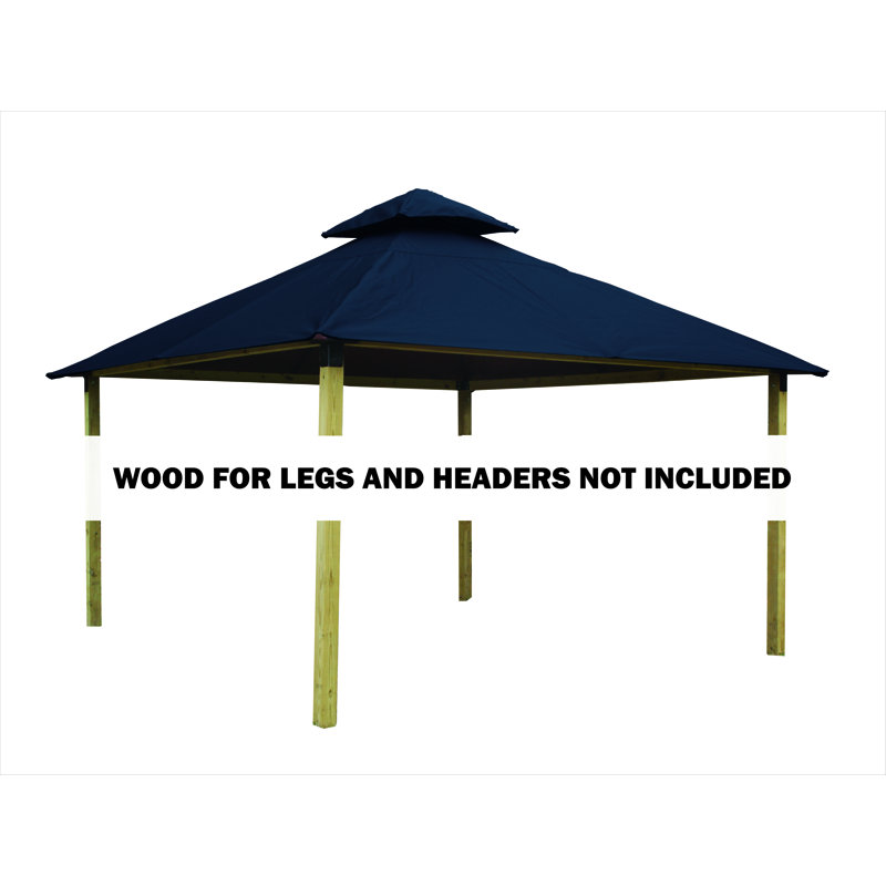 Roof Framing And Mounting 12 Ft. W x 12 Ft. D Solid Wood Gazebo, Steel Blue, 147.5" H x 168" W x 168" D