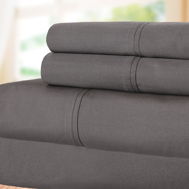 Gray Queen Cotton Percale Deep Pocket Sheet Set