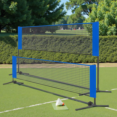 Filet de badminton de 10 pi de largeur, filet de volleyball réglable en hauteur, filet de pickleball pliable pour tennis junior, enfants, terrain intérieur et extérieur