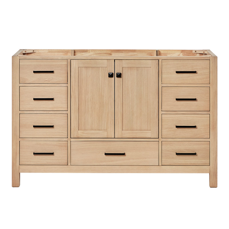 Cambridge 54'' W Single Bathroom Vanity Base, Matte Black, Oak
